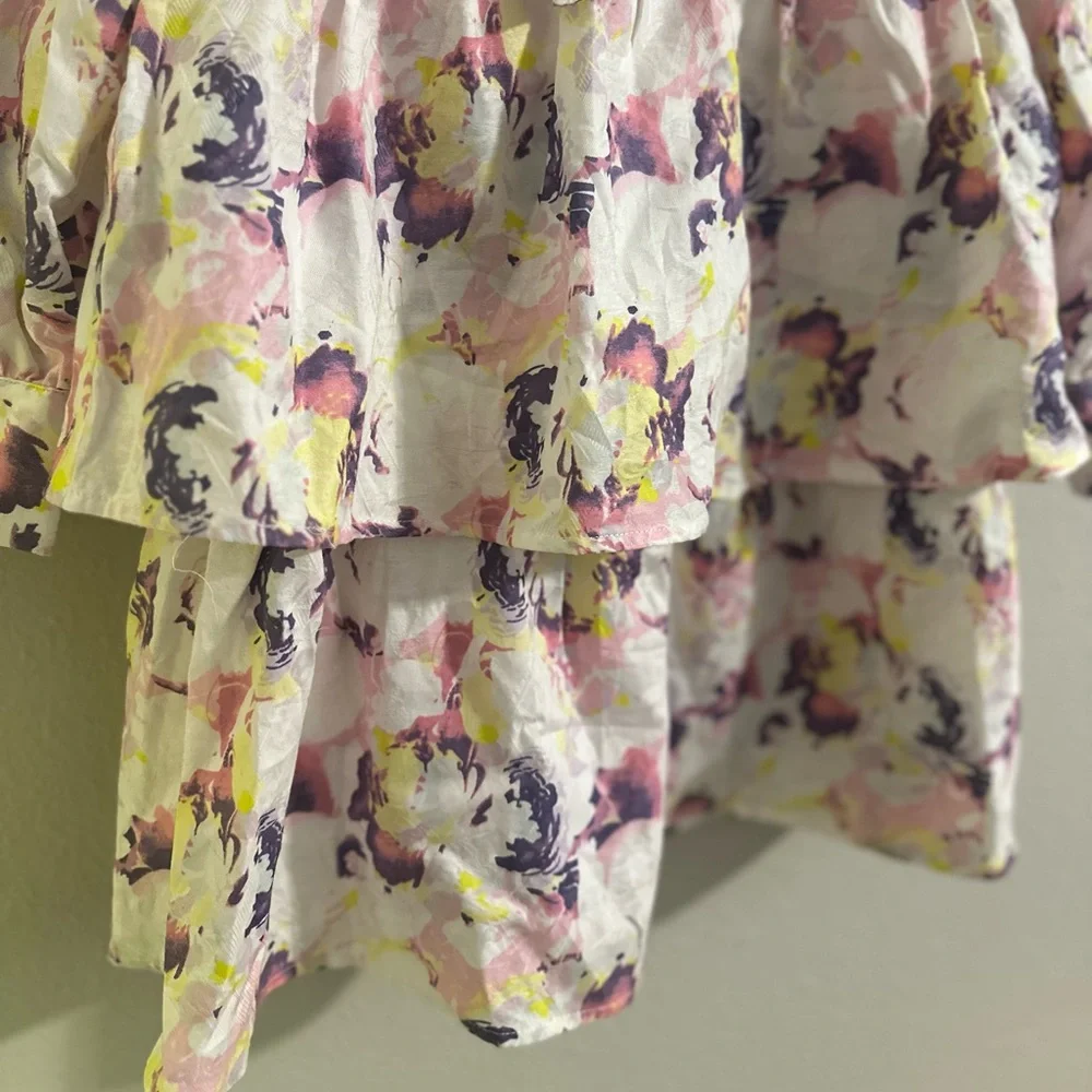 NWT Lait Pastel Floral Mini Dress w/ Front Tie